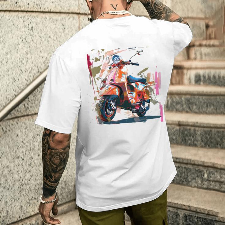 Scooter Moped Scooter Scooter Gray T-Shirt mit Rückendruck Geschenke für Ihn