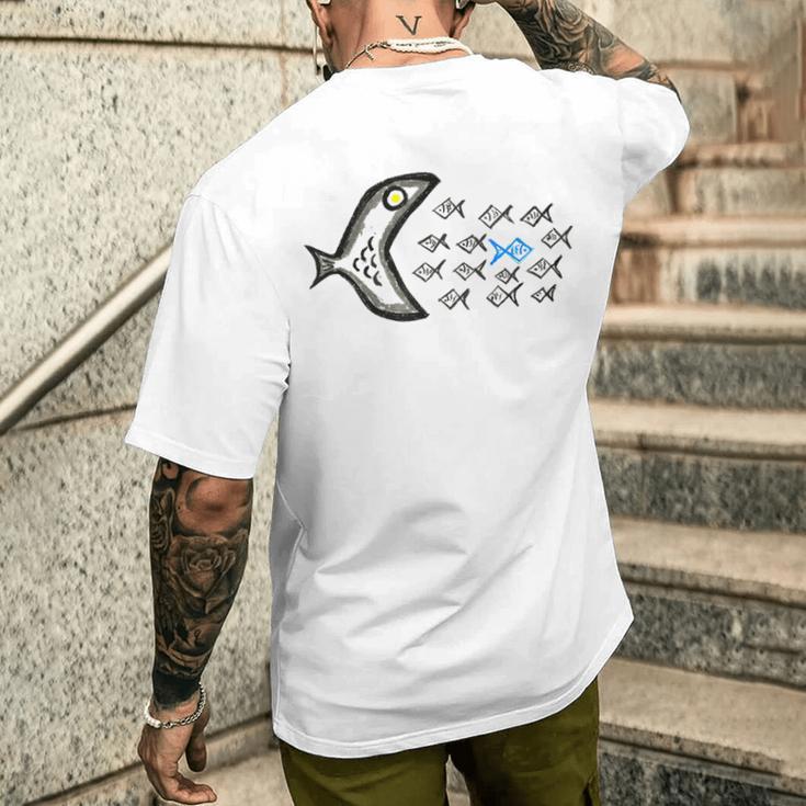 Smilo & Bron With Fish Motif Gray T-Shirt mit Rückendruck Geschenke für Ihn