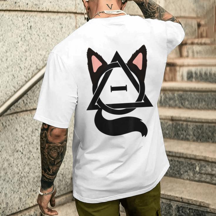 Theta Delta Cat Therian Pride Gray T-Shirt mit Rückendruck Geschenke für Ihn