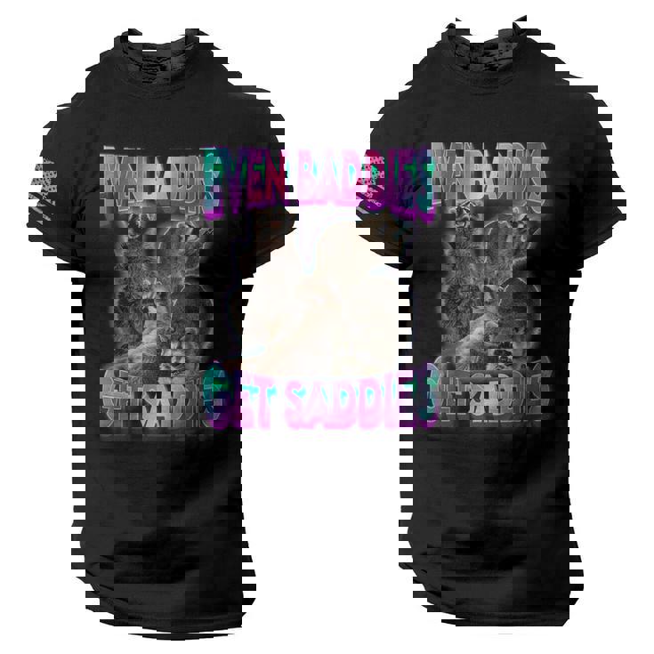 Even Baddies Get Saddies Meme Men's Tee - USA Flag Sleeve