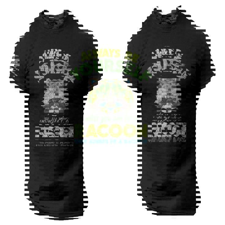 Raccoon USA Flag Men's T-Shirt - Patriotic Sleeve Design