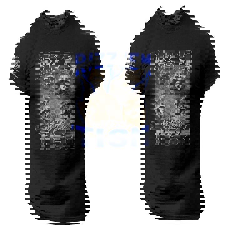 Rizz Em With The Tism Autistic Raccoon Tee - Men's USA Flag Sleeve