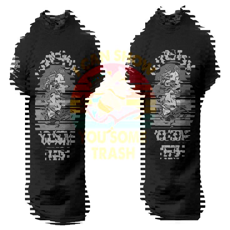 I Can Show You Some Trash Raccoon Vintage Lovers American Flag On Sleeve Men Tee USA Flag T-Shirt