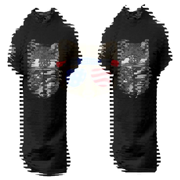 USA Patriotic Raccoon T-Shirt | July 4th Tee with Flag Sleeve
