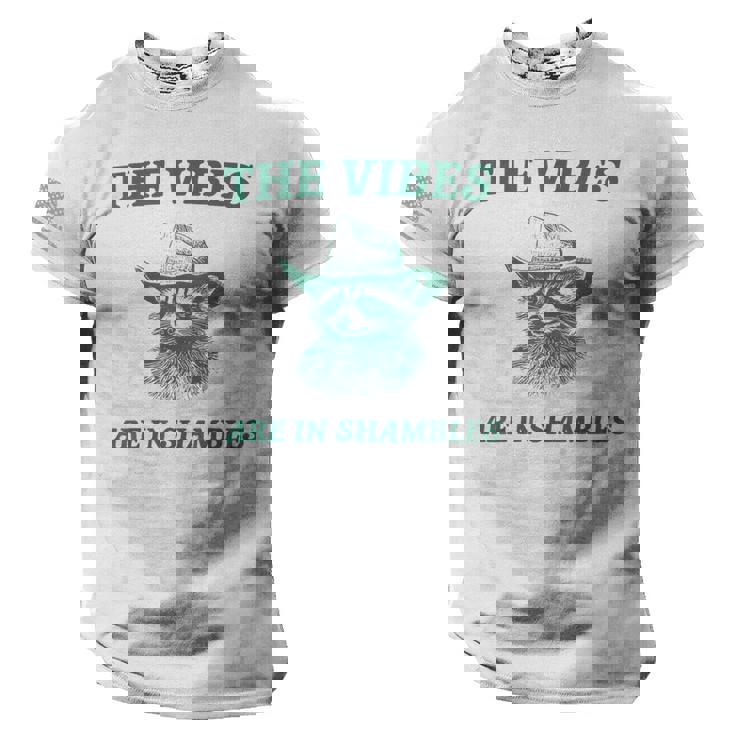 The Vibes Are In Shambles Raccoon Cowboy Tee - USA Flag Sleeve
