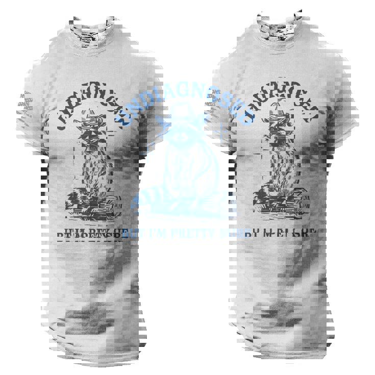 Undiagnosed Cowboy Raccoon Meme Men's Tee - American Flag Sleeve