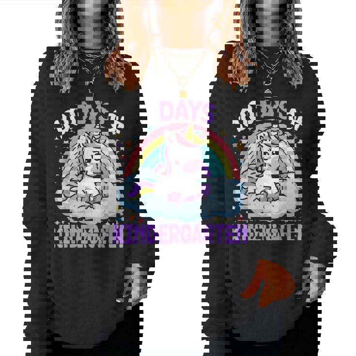 100Th Days Of Kindergarten Unicorn Girls 100 Days Of School Women Sweatshirt