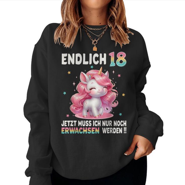 18Th Birthday Girl 18 Years Party Outfit Unicorn Sweatshirt Frauen