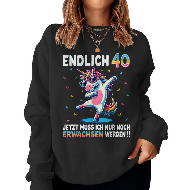 40Th Birthday Woman Man Party Outfit Unicorn Sweatshirt Frauen