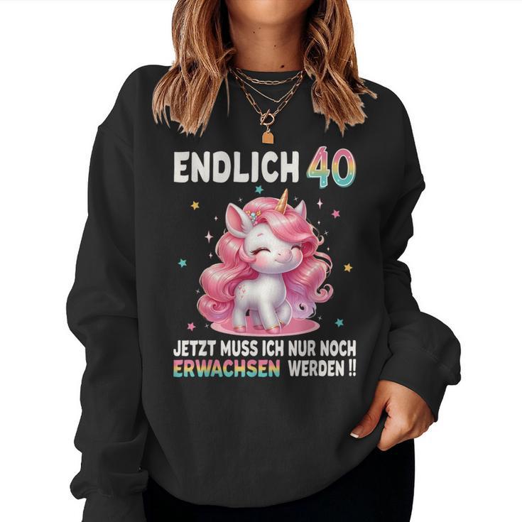 40Th Birthday Woman Party Outfit Unicorn Sweatshirt Frauen