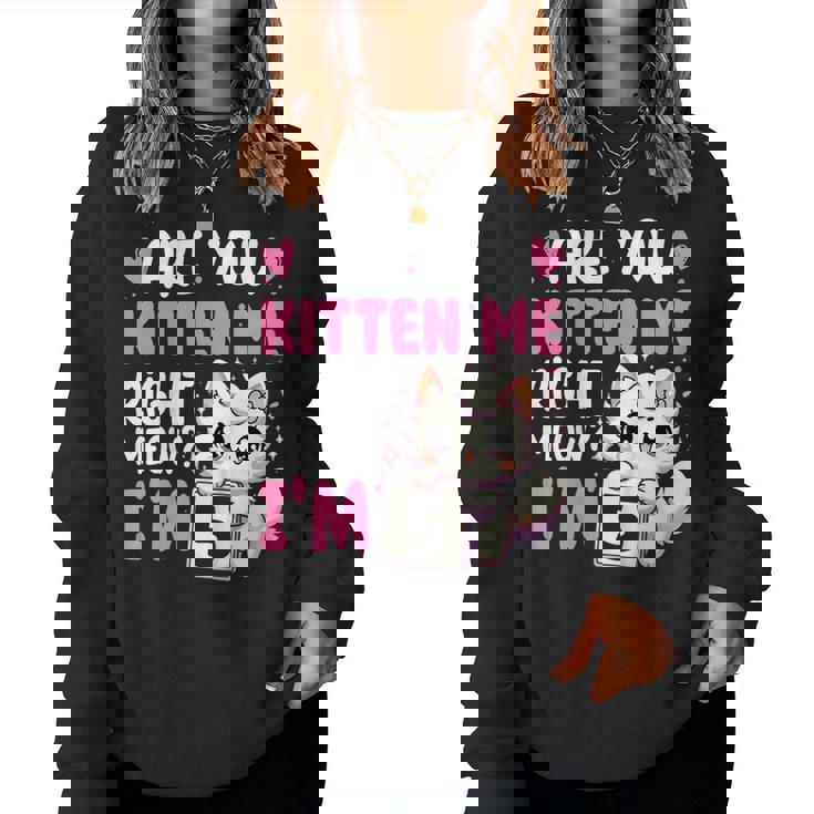 5Th Birthday Girl 5Yr Five 5 Year Old Kitten Cat Bday Women Sweatshirt