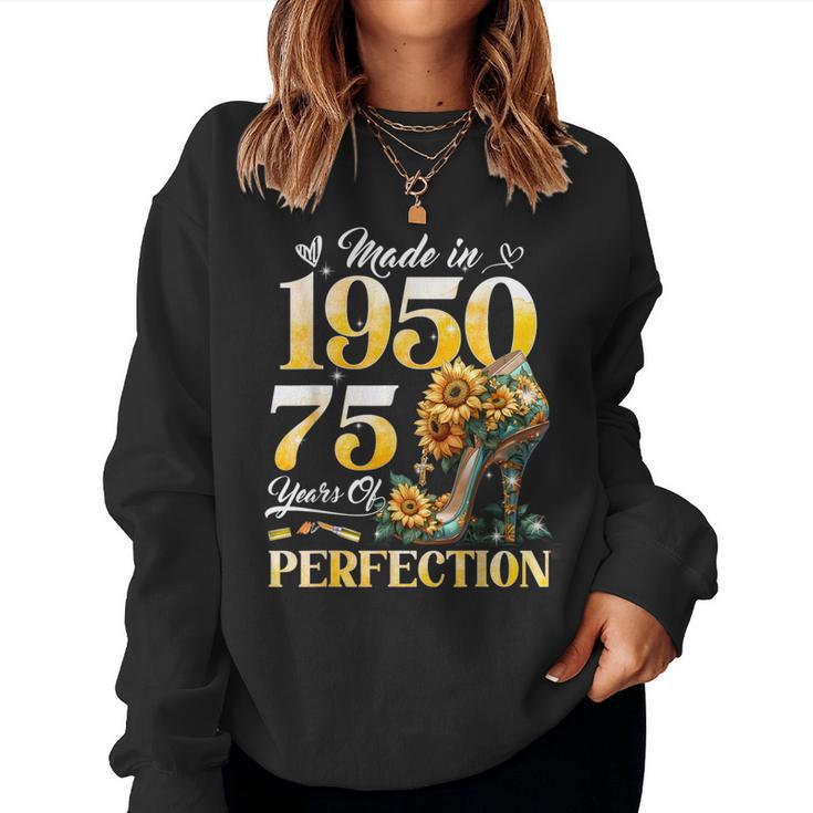 75Th Birthday Floral Made In 1950 75 Years Old Sunflower Sudadera Mujer