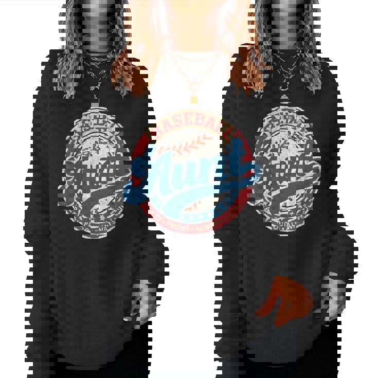 Baseball Aunt Retro Family Matching Game Day Cute Vintage Women Sweatshirt