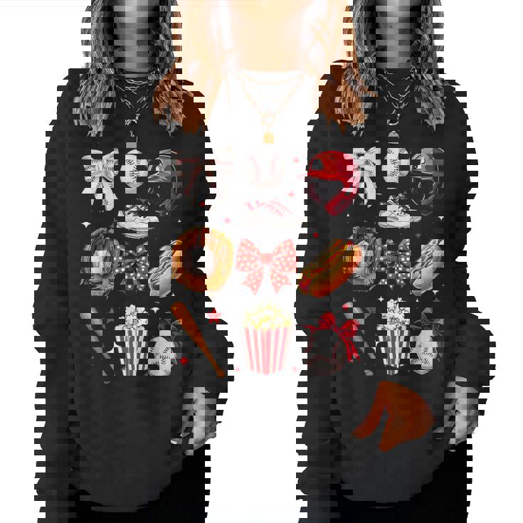 Baseball Mom Coquette Bow Mother's Day Baseball Mama Women Sweatshirt