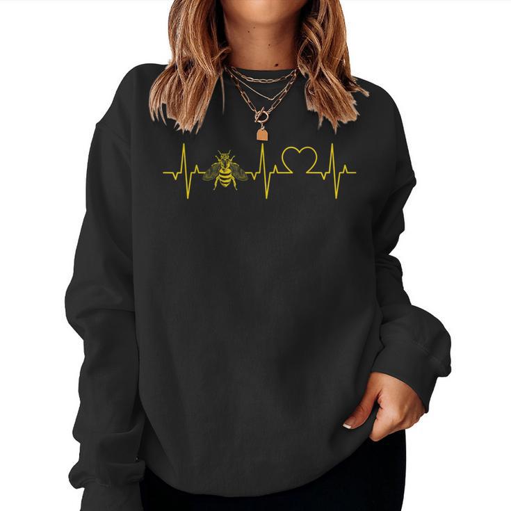 Bee Heartbeat Beekeepers Heart Ecg Beekeeping Honey Bee Sweatshirt Frauen