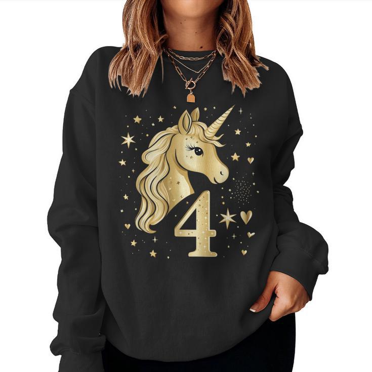 Birthday 4 Years Girls' Unicorn Outfit 4Th Birthday Sweatshirt Frauen