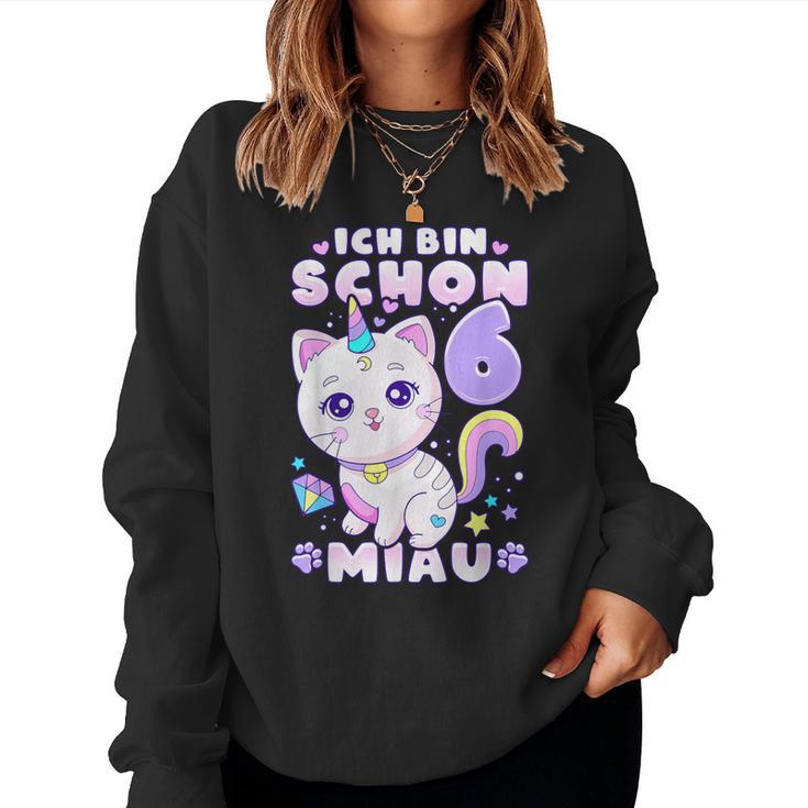 Birthday Girl 6 Years Old Cat Unicorn Sweatshirt Frauen