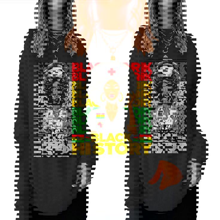 Black Woman Nurse Afro Retro Black History Month Women Women Sweatshirt