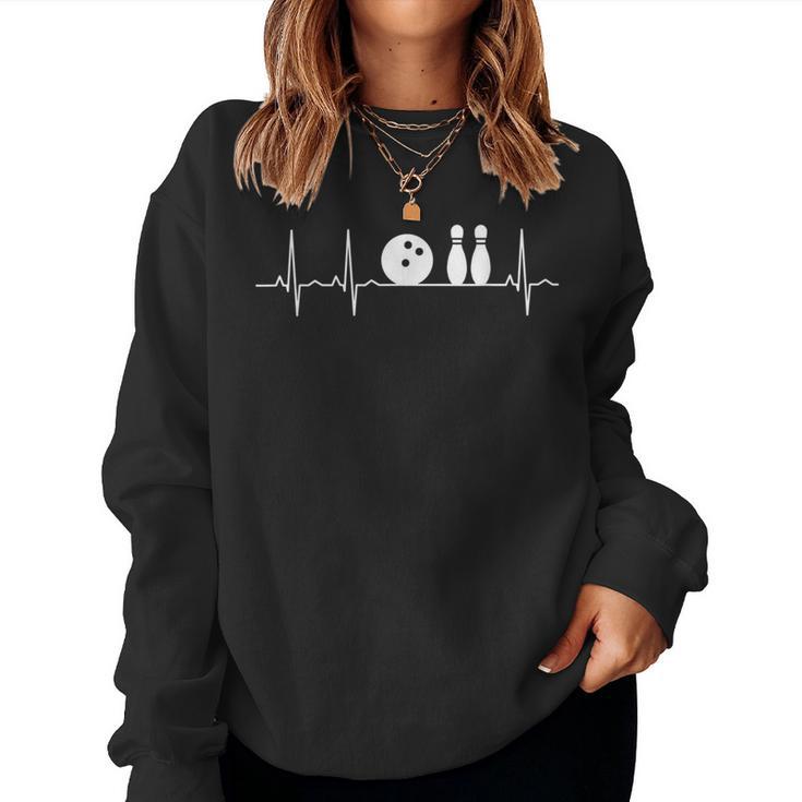 Bowling Pin Heartbeat Sport Bowling Ball Sweatshirt Frauen