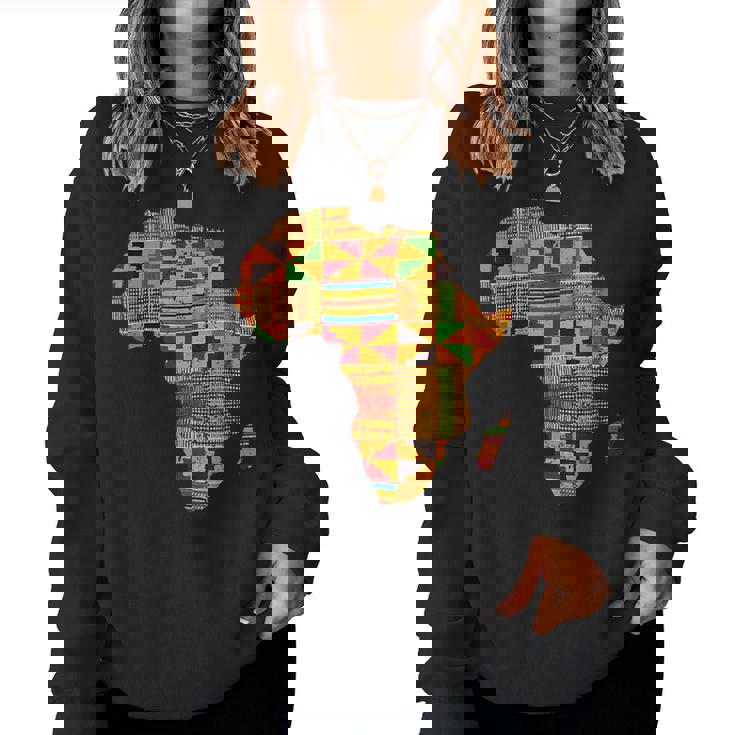 Cool Africa Map Kente Cloth For African Lover Women Sweatshirt