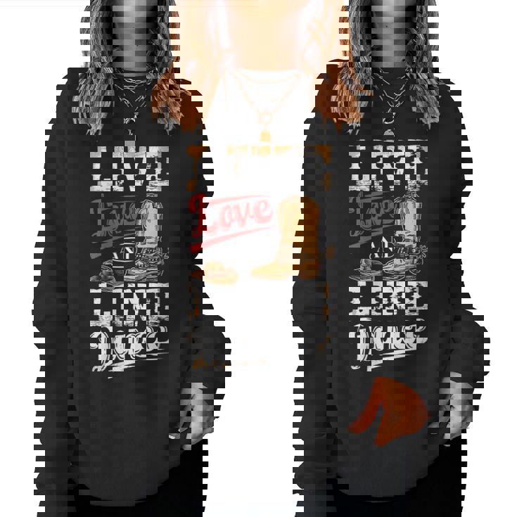 Cowboy Cowgirl Dancing Live Western Line Bailando Regalos Cuello Sudadera Mujer