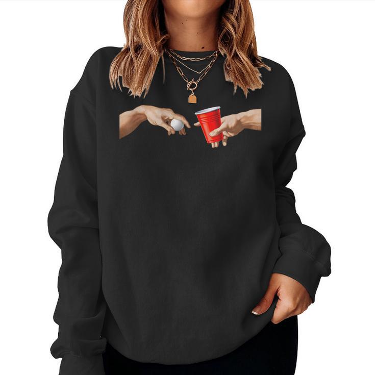 Creation Beer Pong X Adams God Beer Pong Party Holy Beer Sweatshirt Frauen