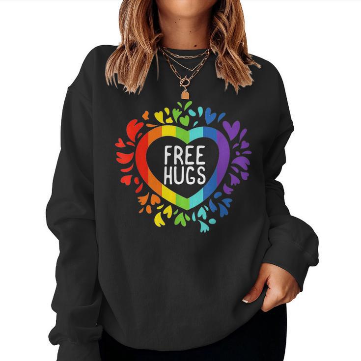 Csd Free Hugs Rainbow Love Lgbt Gay Pride Sweatshirt Frauen