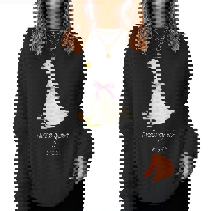 Cute Coquette Bow Mama Goose Est 2025 Women Sweatshirt