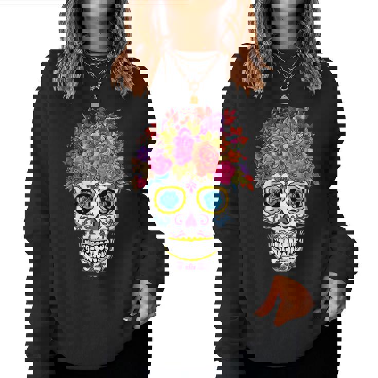 Dia De Los Muertos Floral Mexicain Fête Fleur Jour Des Morts Sweat-shirt pour femme