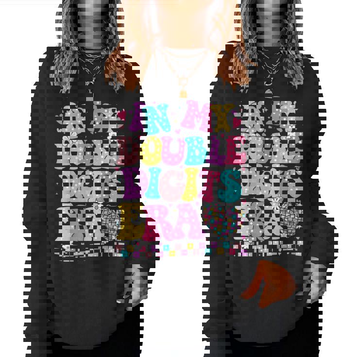 In My Double Digits Era Retro 10 Year Old 10Th Birthday Girl Women Sweatshirt