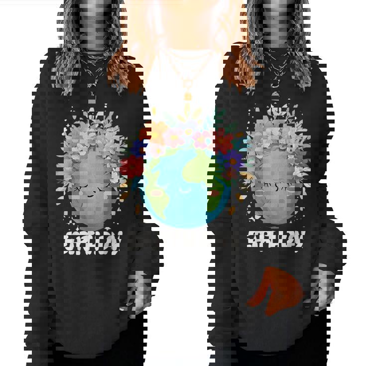 Earth Day Cute & Floral Planet Earth Day 2025 Women Sweatshirt