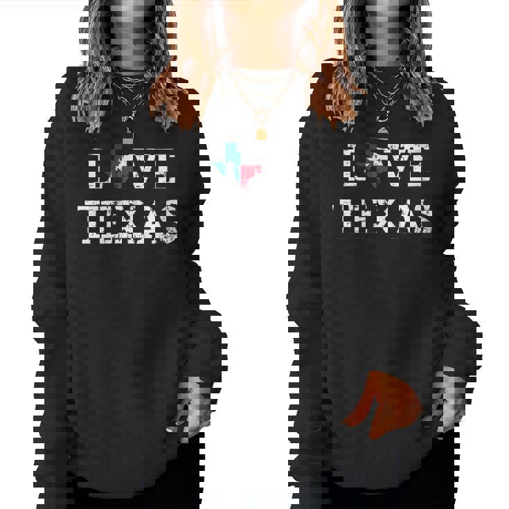 Êtements D'artintage Du Drapeau De L'état Du Texas En Détresse Love Texas Sweat-shirt pour femme