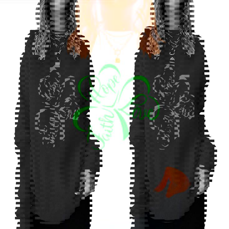 Faith Hope Love Christian Jesus Religious St Patrick's Day Women Sweatshirt