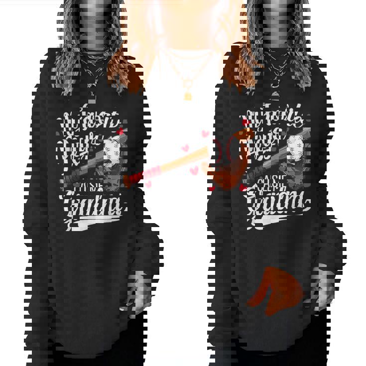 My Favorite Player Calls Me Grandma Baseball Heart Women Sweatshirt