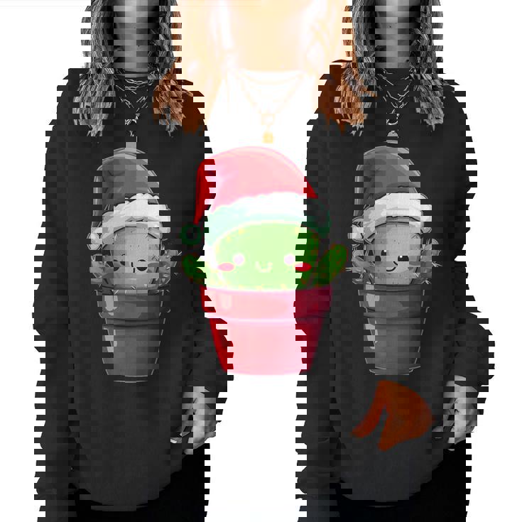 Feliz Navidad Árbol De Cactus Kawaii Amante De Cactus Divertido Navidad Sudadera Mujer