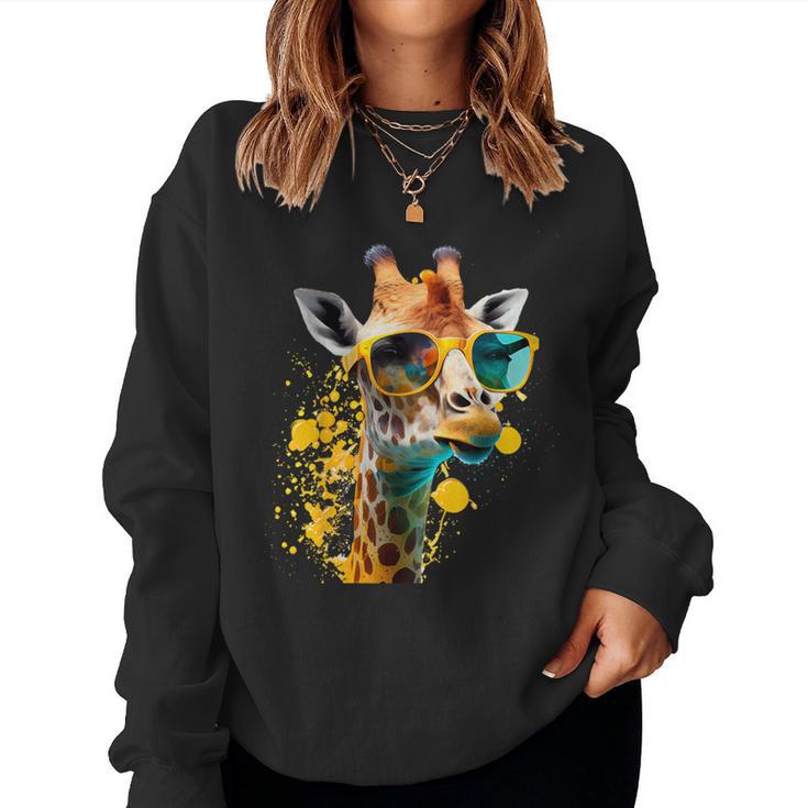 Giraffe Sonnenbrille Urlaub Sonne Natur Urlauber Dschungel Sweatshirt Frauen