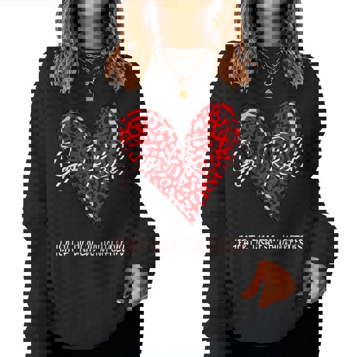 Go Red For Heart Disease Awareness Month Leopard Women Sweatshirt