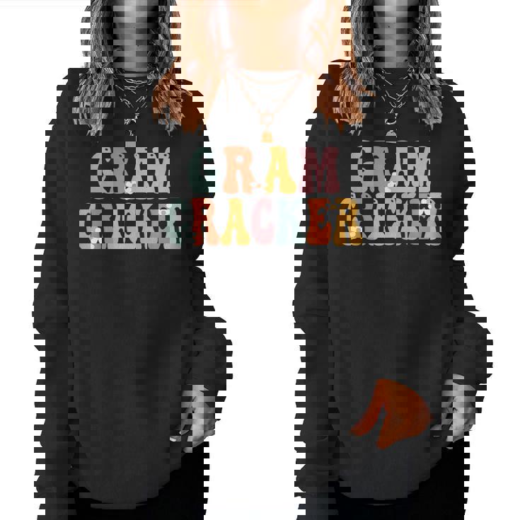 Gram-Cracker Retro Groovy Mom Cute  Grandma Women Sweatshirt