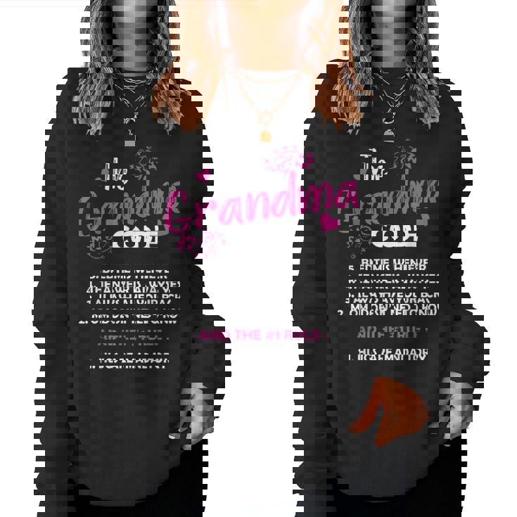 The Grandma Code Grammy Nana Grandma Grandmother Rules 'S Classic Fit Black Short Sleeve Cotton Blend Small Women Sweatshirt