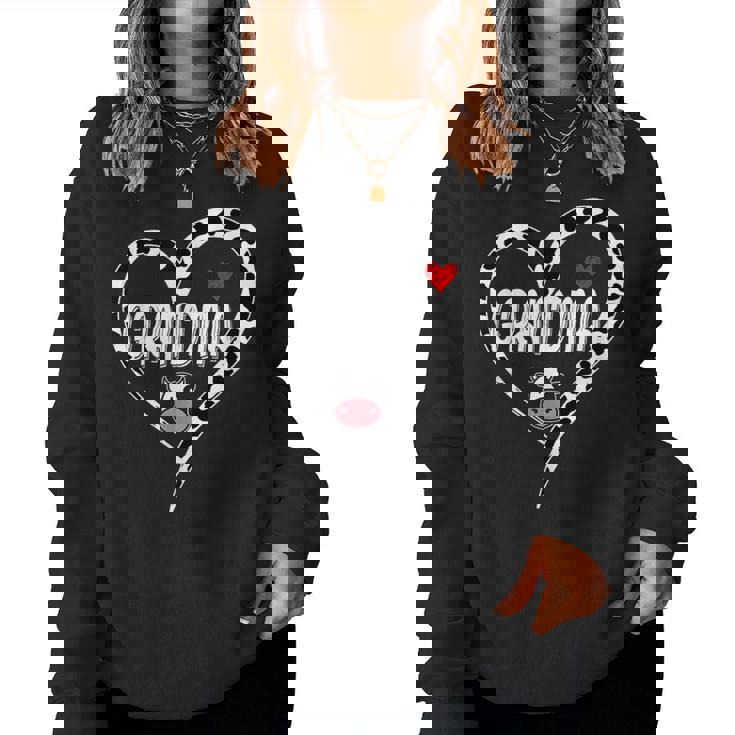 Grandma Cow Print Cow Heart Pattern Farmer Cows Mother's Day Women Sweatshirt