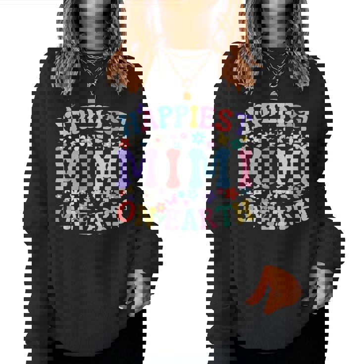 Happiest Mimi On Earth Family Trip Squad Groovy Grandma Women Sweatshirt