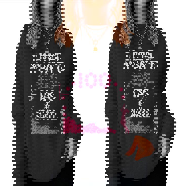 Hooped My Way 100 Days Of School Basketball 100Th Day Girls Women Sweatshirt