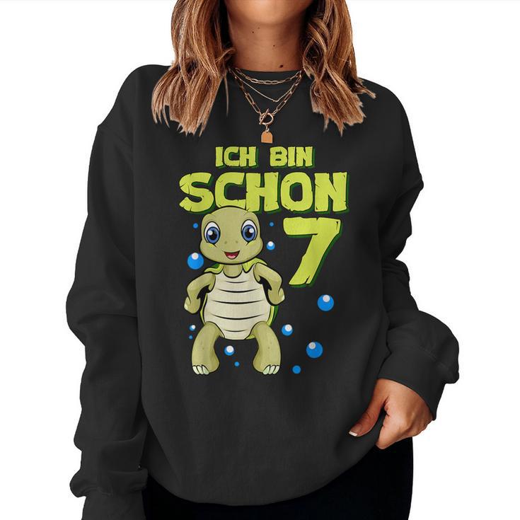 Ich Bin Schon 7 Years Boy Girl Birthday Turtle Sweatshirt Frauen