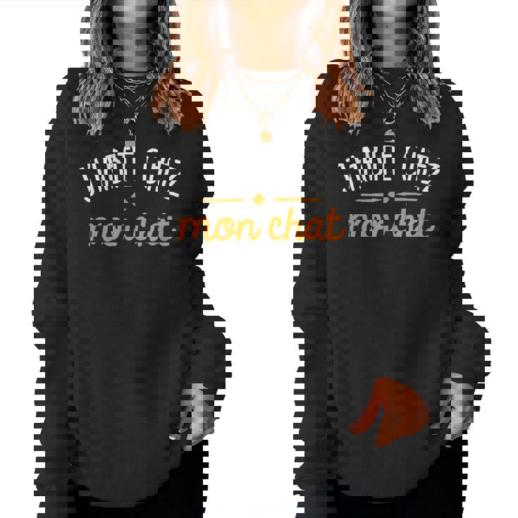 J'habite Chez Mon Chat Cadeau Homme Humour Drôle Sweat-shirt pour femme