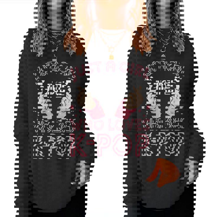 Just A Girl How Loves Kpop K-Pop Korea Finger Heart Love Sudadera Mujer