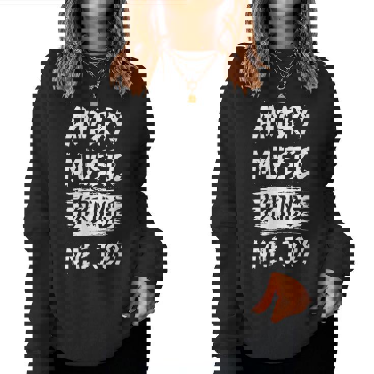 La Música Enojada Me Trae Alegría Metal Heavy Death Punk Rock Hard Cuello Sudadera Mujer