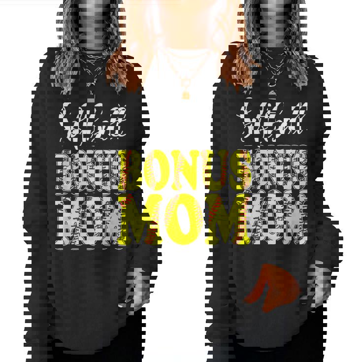 Leopard Softball Bonus Mom Stepmom Mother's Day Women Sweatshirt