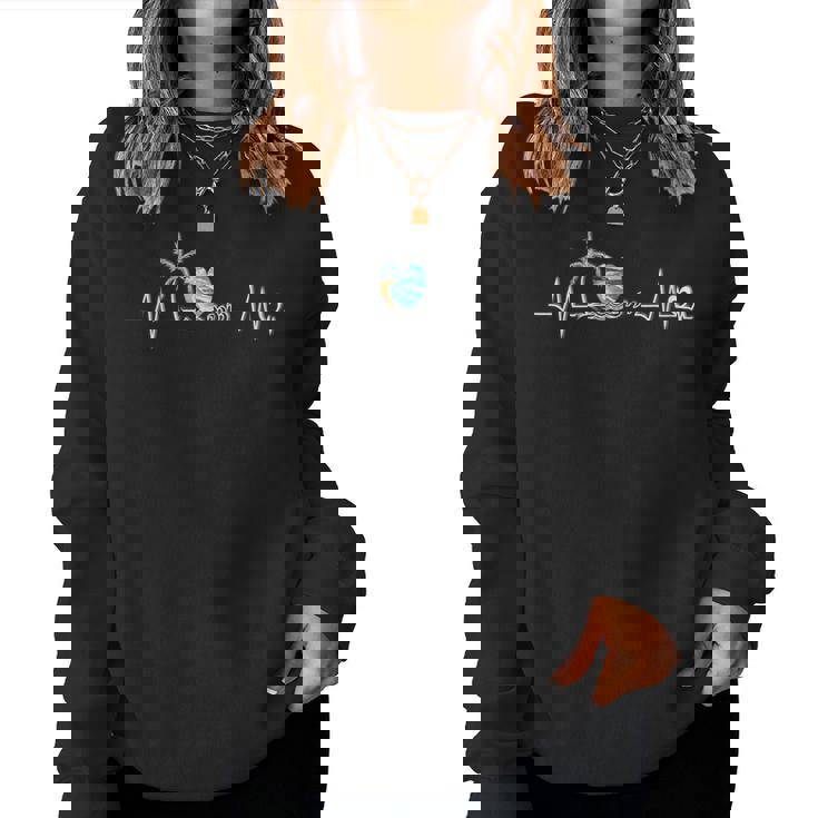 Life Is Really Good Beach Heartbeat Summer Beach Vacation Women Sweatshirt