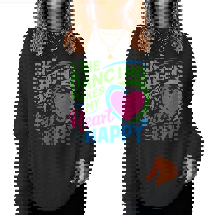 Line Dancing Hace Mi Corazón Feliz Danza Cuello Sudadera Mujer