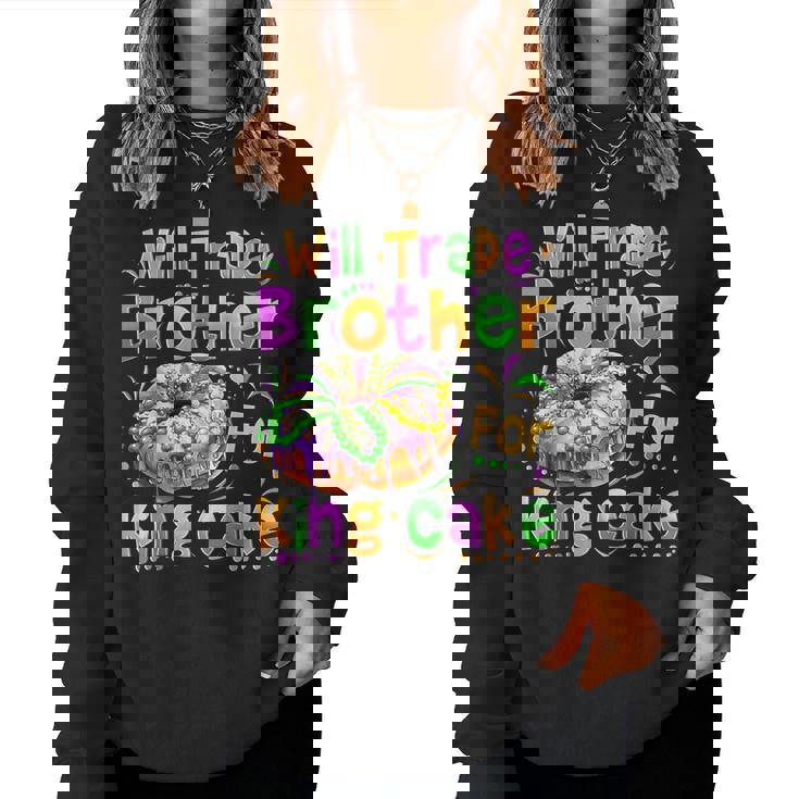 Mardi Gras Girls Kid Will Trade Brother For King Cake Bead Women Sweatshirt